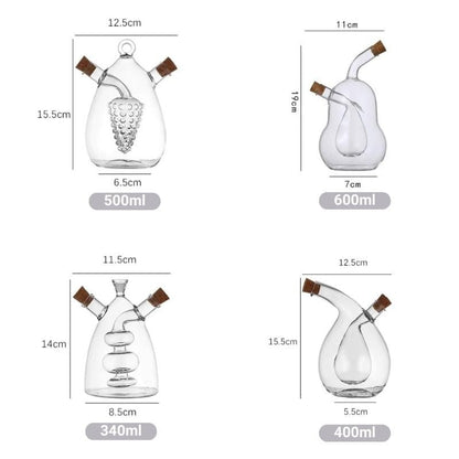 ガラス製オイル＆ビネガーディスペンサー コルク付き 2-in-1 NukuNuku