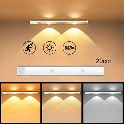 LED磁気センサー付きモーションライト NukuNuku [Casa - Iluminação - Luminária] - Luminária de LED Magnética com Sensor de Movimento NukuNuku シルバー 20cm 