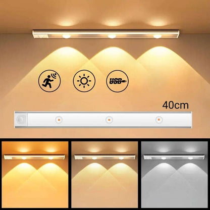 LED磁気センサー付きモーションライト NukuNuku [Casa - Iluminação - Luminária] - Luminária de LED Magnética com Sensor de Movimento NukuNuku シルバー 40cm 