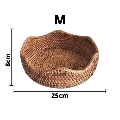 手作りラタンウィッカーバスケット [Casa - Organização - Cesto] - Cesta de Vime em Rattan Feita à Mão NukuNuku M 