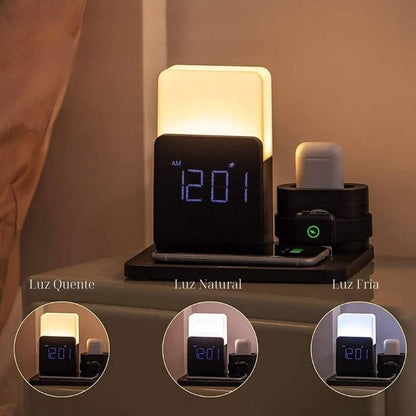 ワイヤレス充電器+LEDデスクランプ+目覚まし時計 NukuNuku [Tecnologia - Multifuncional - Carregador] - Carregador por Indução Luminária de Mesa e Despertador NukuNuku 